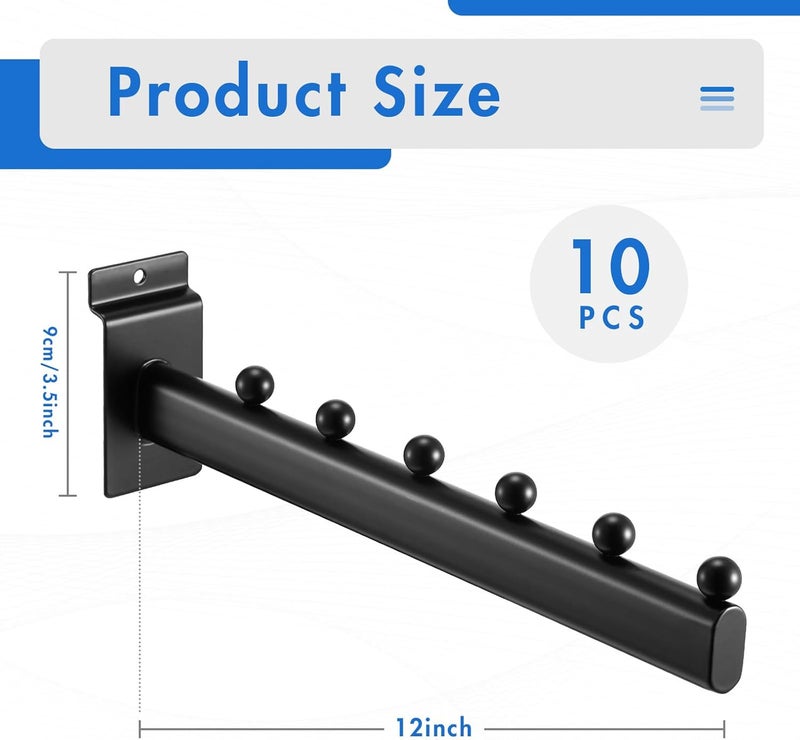 Yaocom 10 Pack 6 Ball Waterfall for Slatwall, 12 Inch Oval Tube Slat Wall Hanging Hooks Slatwall Hooks and Hangers Slat Wall Accessory for Clothing Retail Garage Shop Display (Black) - Image 3